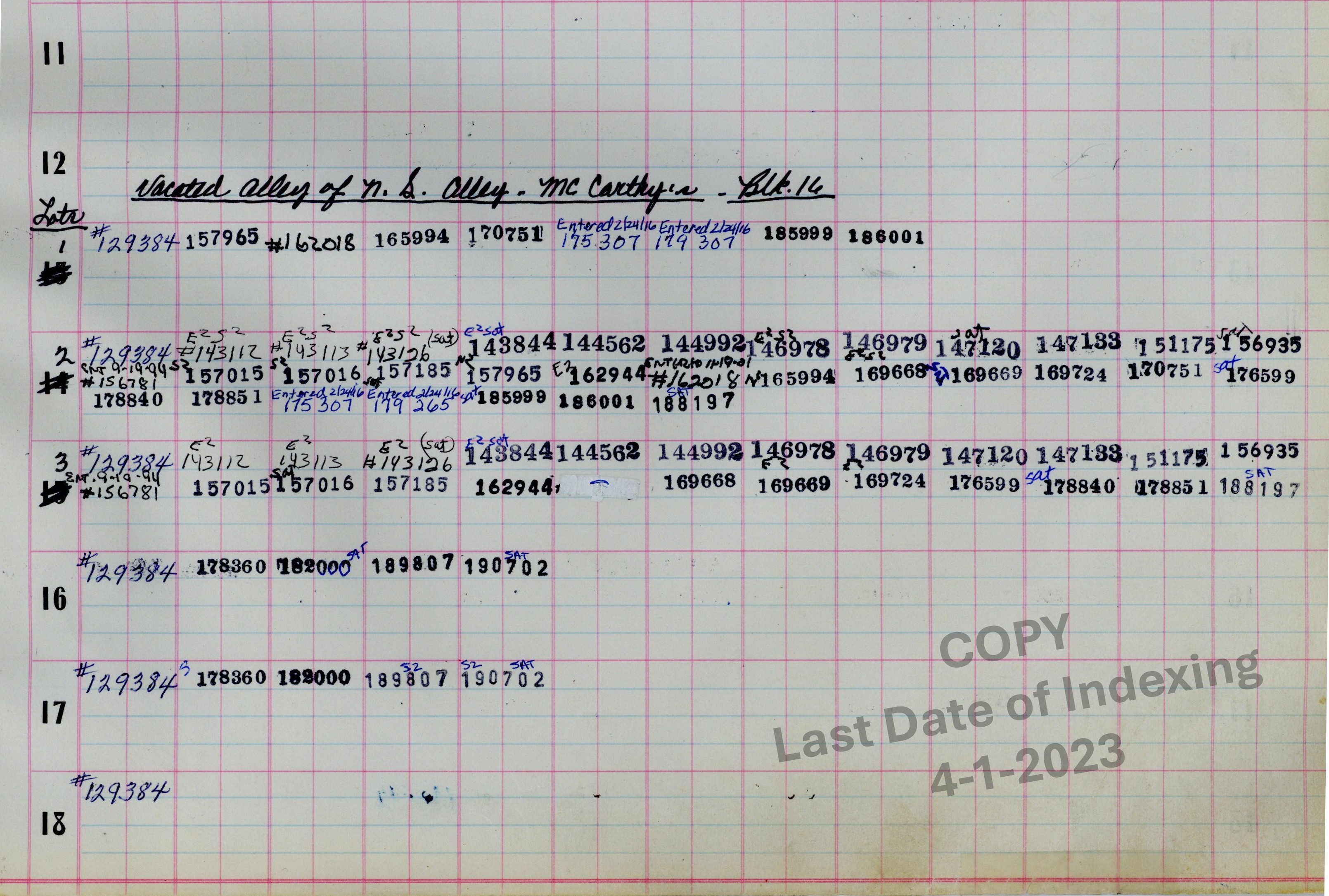 Block 16 Lots 1-3 & 16-18