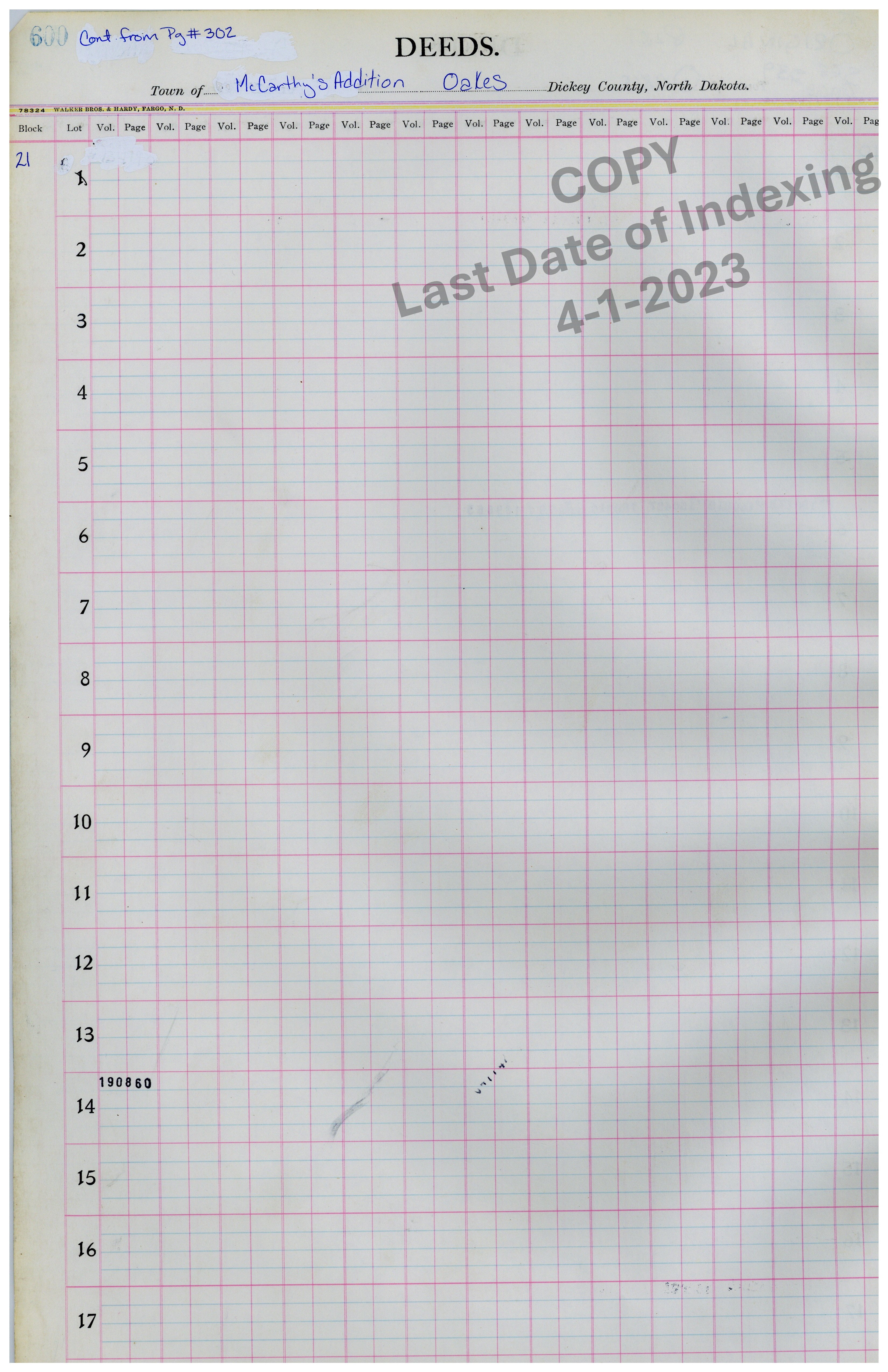 Block 21 Cont. Pg. 600