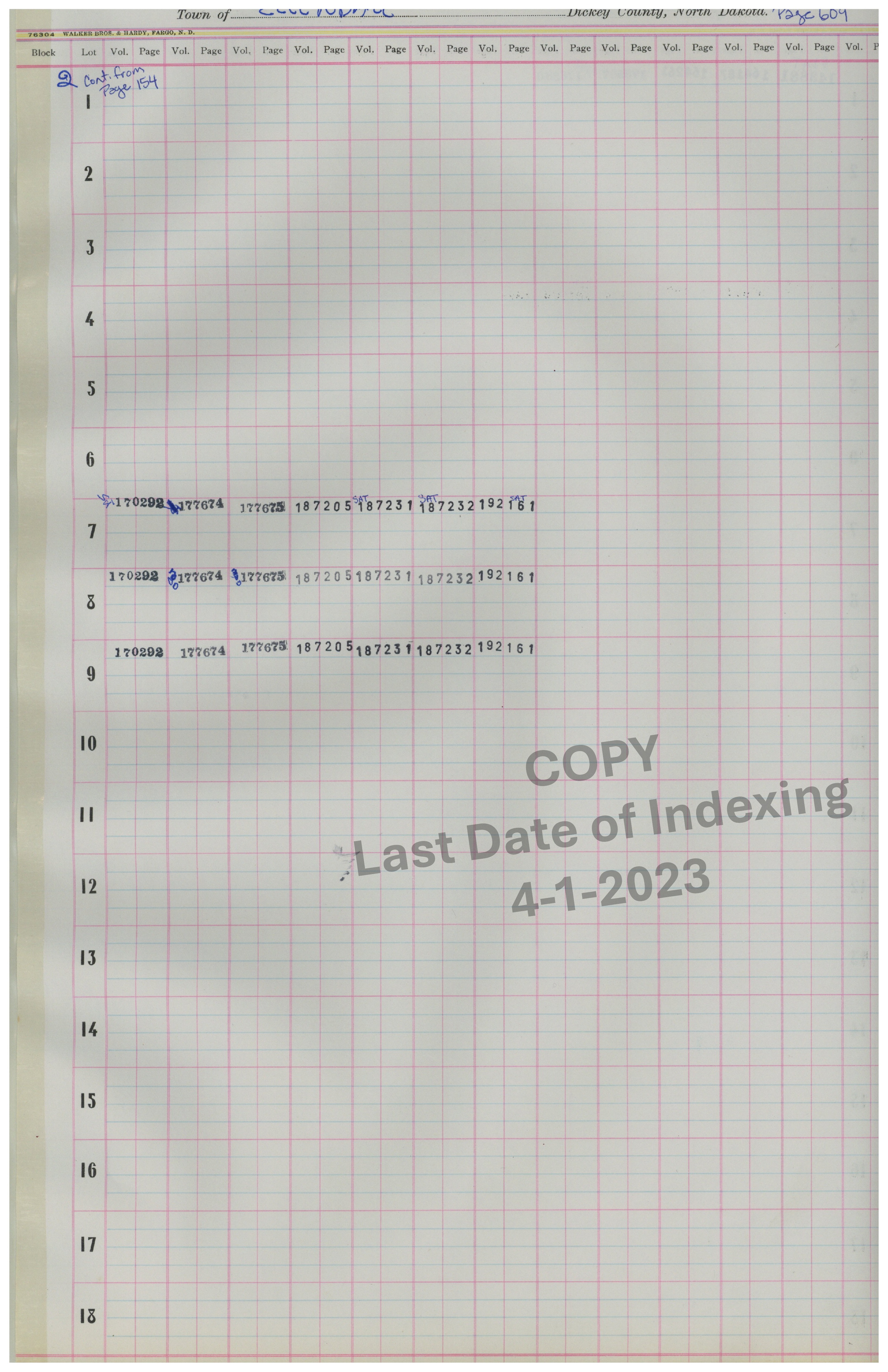 Block 2 Lots 1-18 Cont. Pg. 604