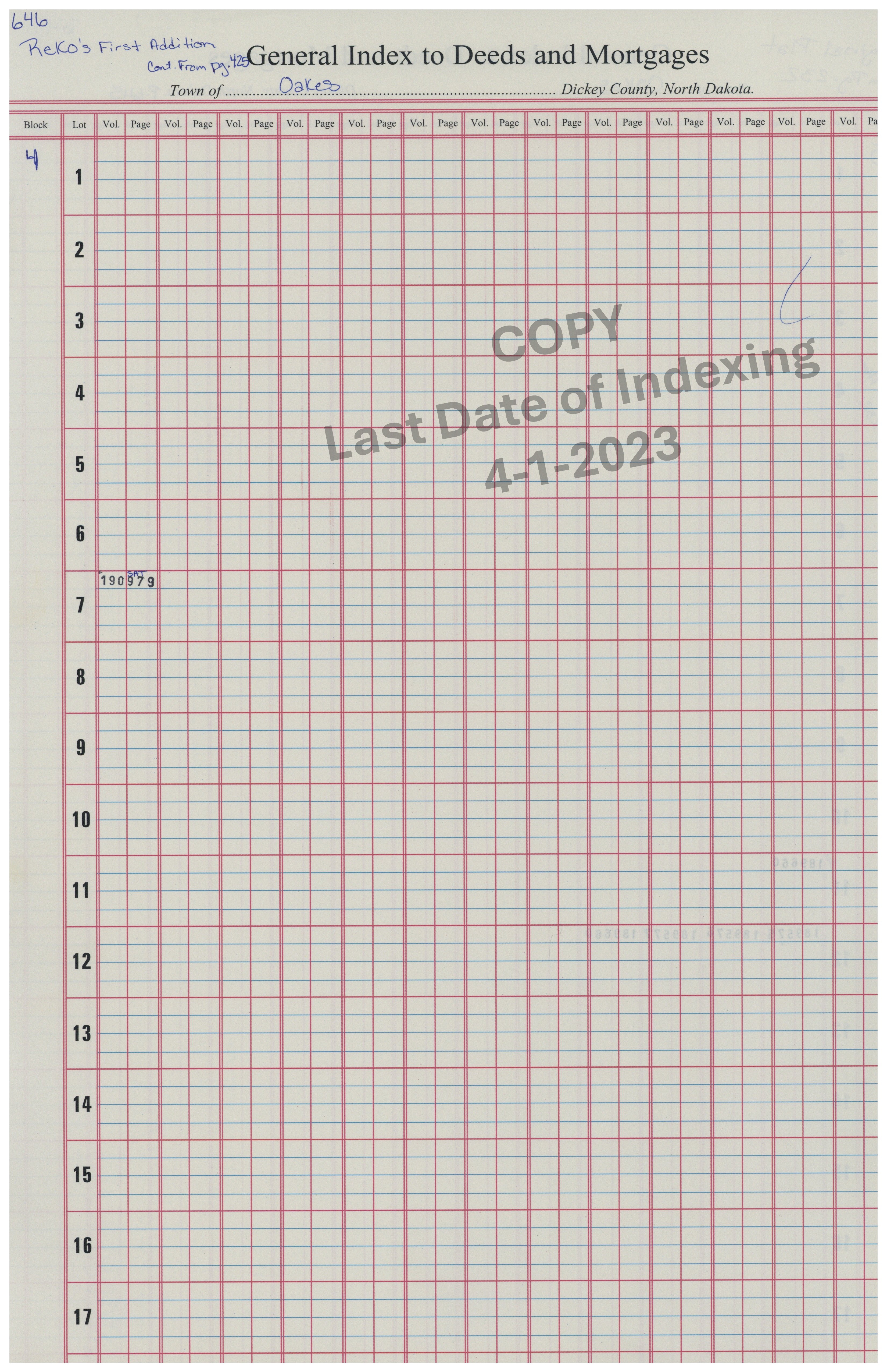 Block 4 Lots 1-12 Cont. Pg. 646