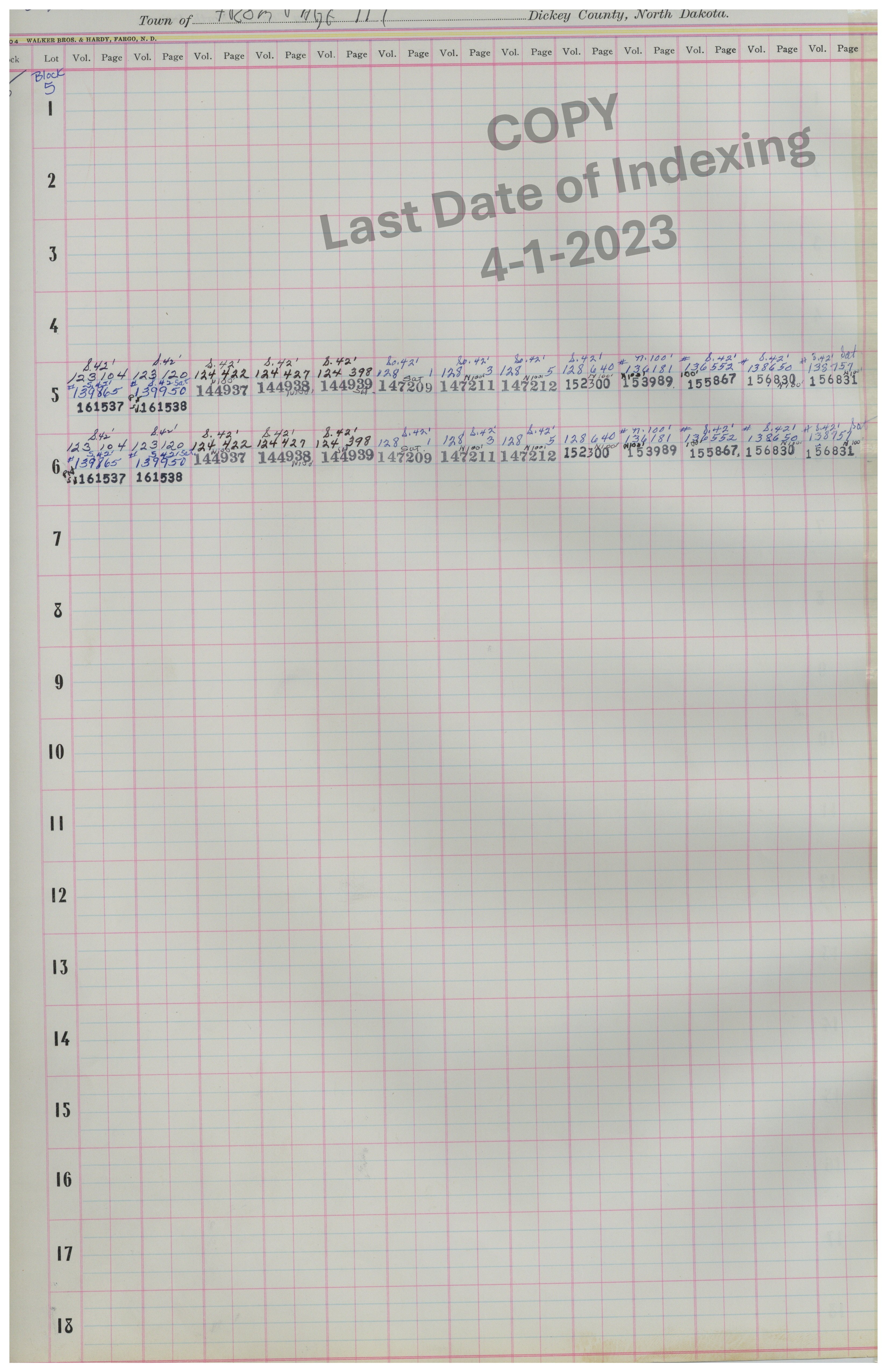 Block 5 Lots 1-18 Cont. Pg. 506