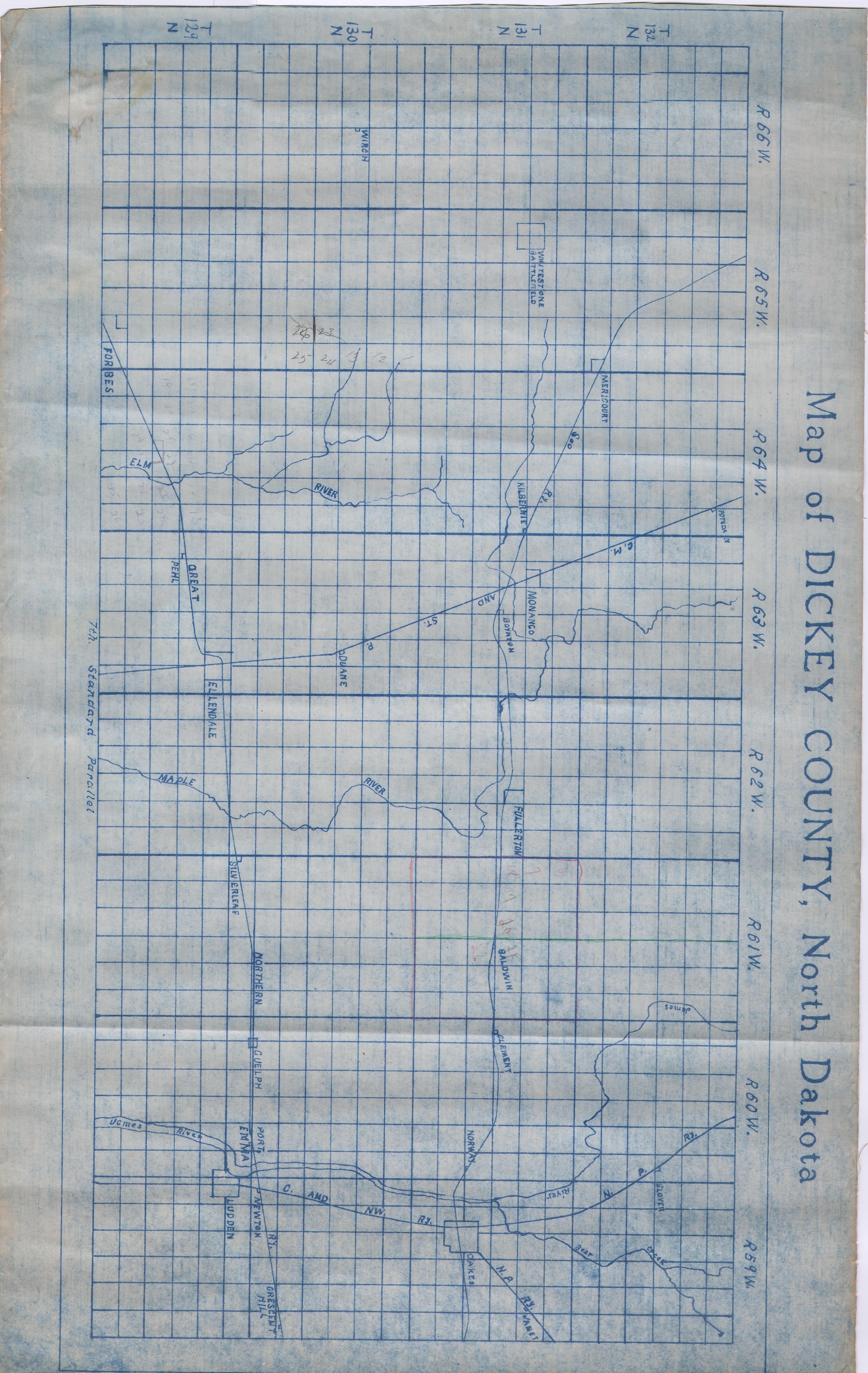 Dickey County Railroad Map